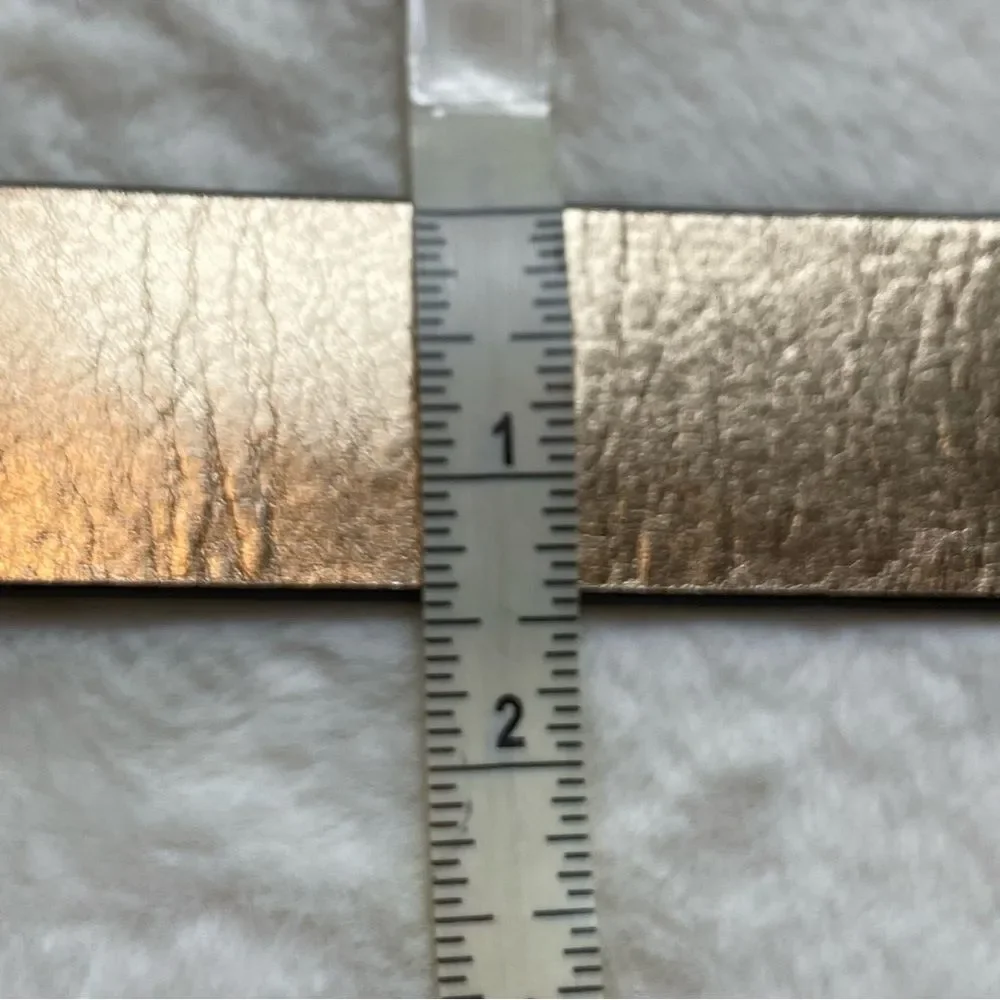 Chico's Gold Tone Leather Belt Back Slide Adjustable Front Hook Buckle Size M/L
